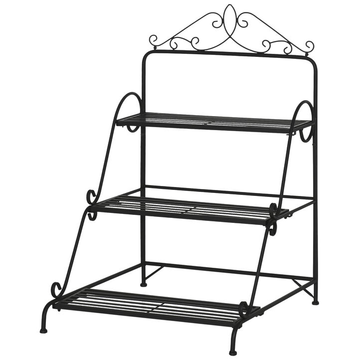 3 Tier Metal Plant Stand Ladder Flower Pot Display Rack Shelf Indoor & Outdoor