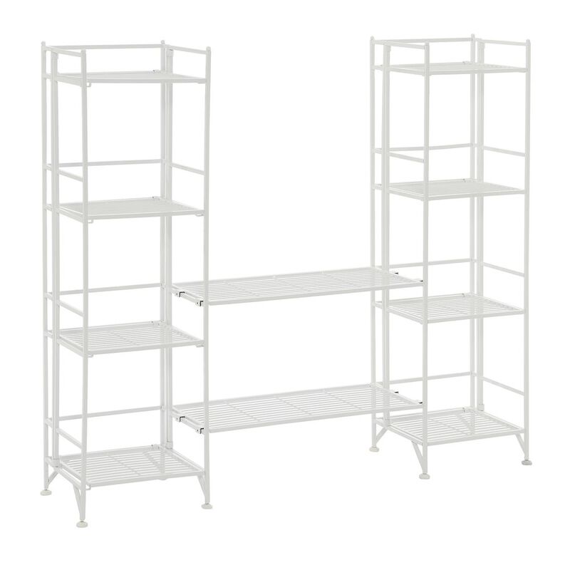 Convenience Concepts Xtra Storage 4 Tier Folding Metal Shelves with Set of 2 Extension Shelves