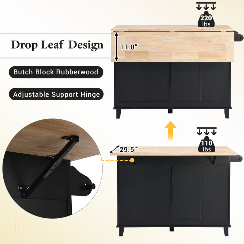 Farmhouse Kitchen Island Set with 2 Stools