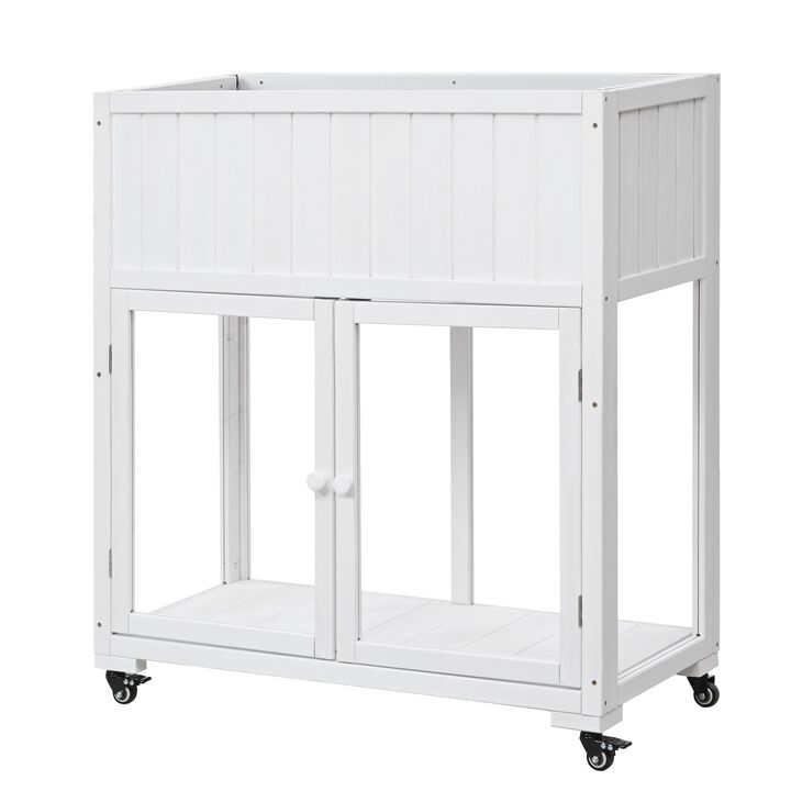 Mondawe 35.4x37.4" Outdoor Fir Wood Garden Cold Frame,With Anti-Tip Design And Removable Wheels