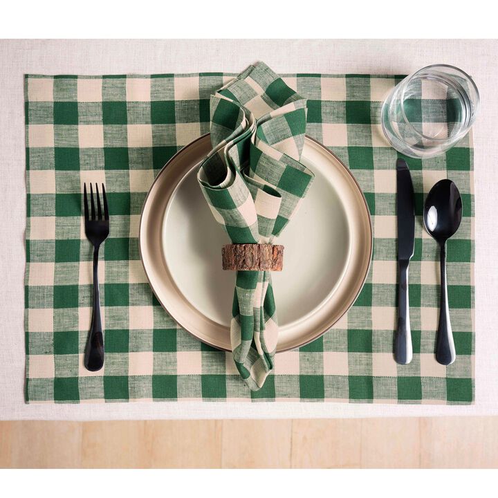 Solino Home 100% Pure Linen Cloth Napkins 20 x 20 Inch Set of 4 Dinner Napkins | Morgan Check