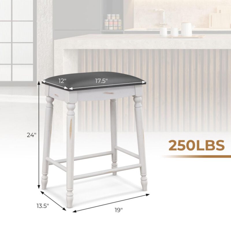Hivvago 24"/ 29" Bar Stool Set of 2 with Padded Seat Cushions and Wood Legs