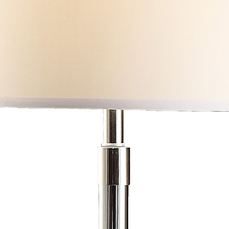 28 Inch Table Lamp Set of 2, Empire Fabric Shade, Modern Nickel Base-Benzara