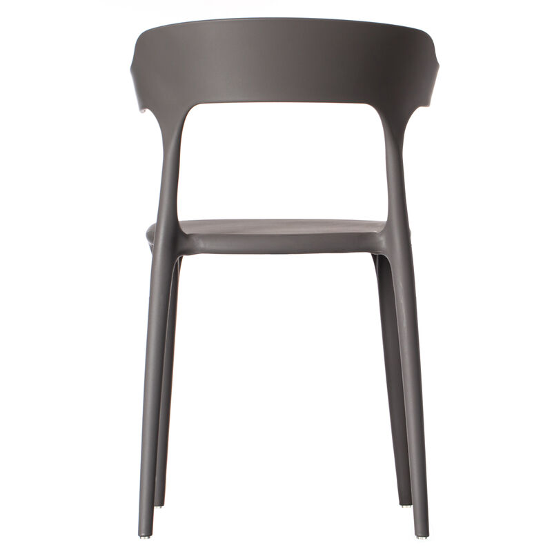 Modern Plastic Outdoor Dining Chair with Open U Shaped Back, Red