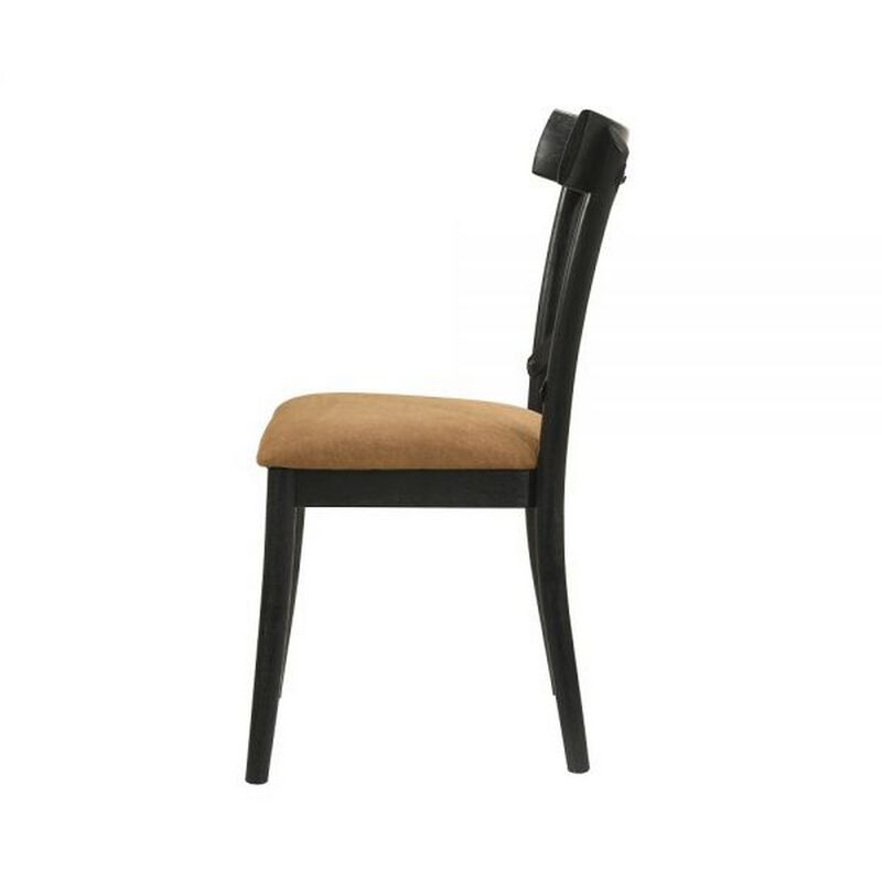 Hilly 21 Inch Dining Chair, Set of 2, Crossbuck Backrest, Brown and Black - Benzara