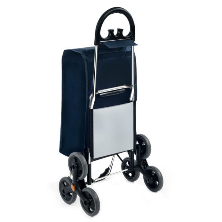 Folding Stair Climbing Shopping Cart with Removable Bag and Handle