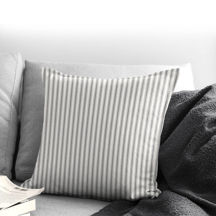 6ix Tailors Fine Linens Cruz Ticking Stripes Gray/Ivory Decorative Throw Pillows