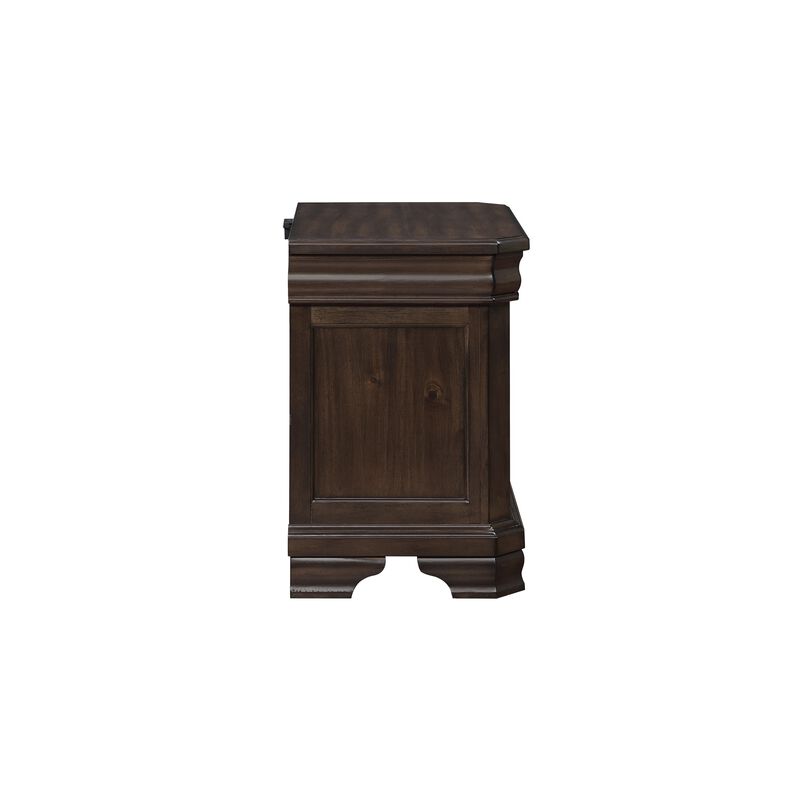 Lynda Nightstand, 2 Drawers Metal Handles, Brown Acacia Wood, 28 Inch - Benzara