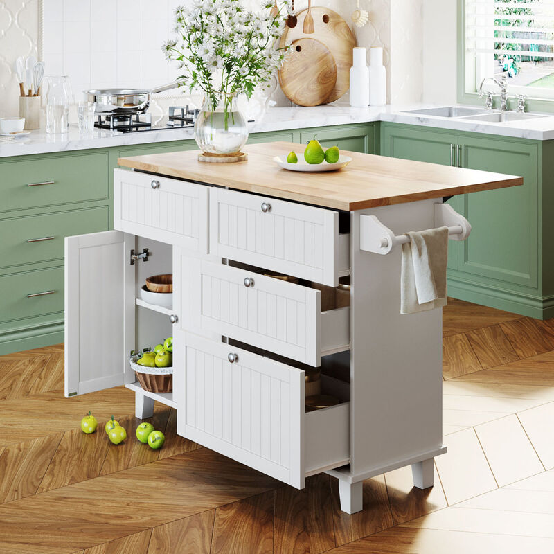 Streamdale Farmhouse Drop Leaf Island Set with 2 Seatings