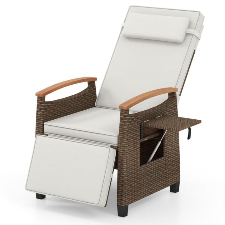 Hivvago Patio Wicker Recliner Chair with Adjustable Backrest and Footrest
