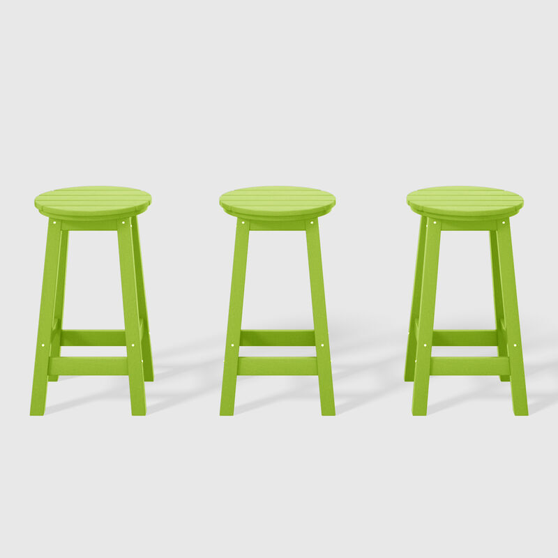 WestinTrends 24" HDPE Outdoor Patio Round Counter Height Bar Stool Set of 3