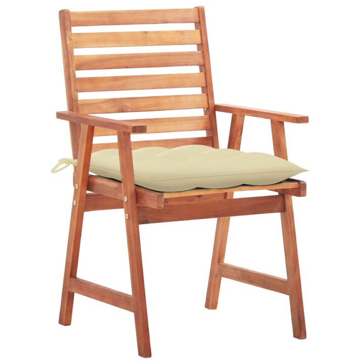 vidaXL Patio Dining Chairs 2 pcs with Cushions Solid Acacia Wood