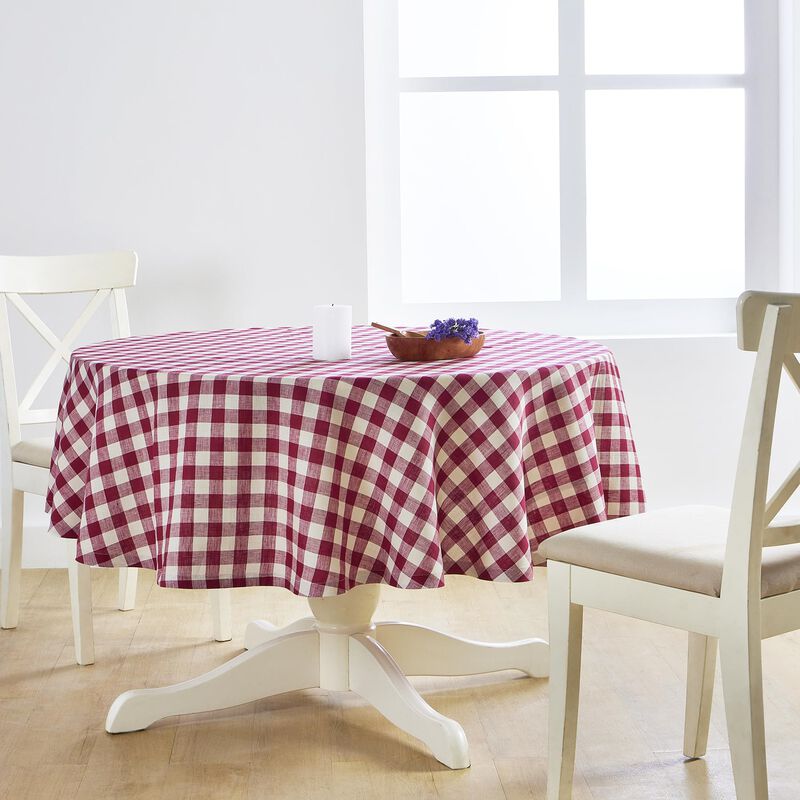 Solino Home 100% Pure Linen Round Tablecloth |Morgan Check