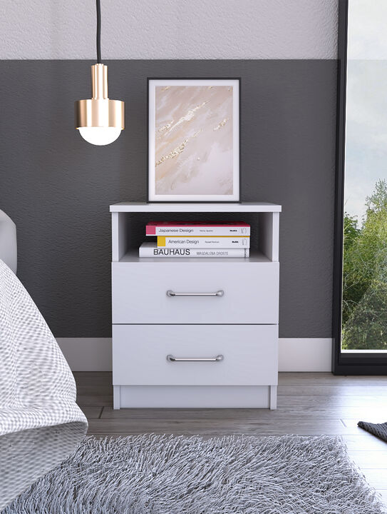 Streamdale Brookline 2-Drawer 1-Shelf Rectangle Nightstand White