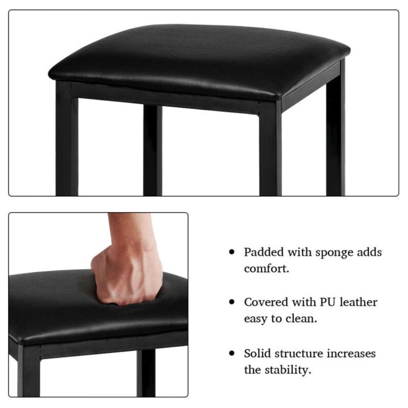 Hivvago 3 Pieces Dining Table Set with Faux Marble Tabletop and 2 Chairs Ideal for Small Space