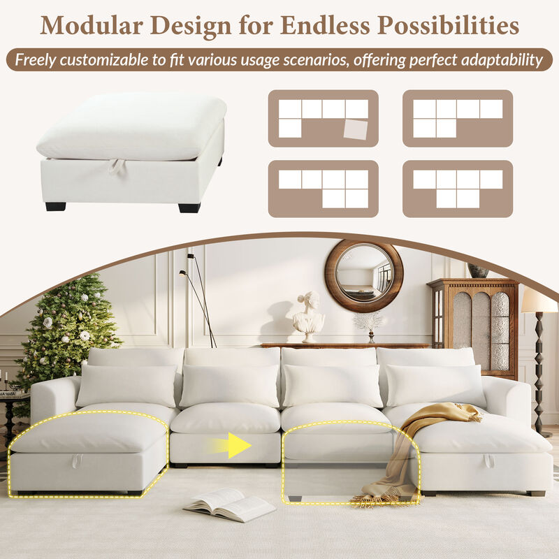 Merax Modular Corner Sofa with 2 Ottomans