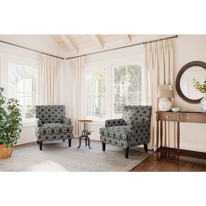Jofran Aubrey Contemporary Geometric Upholstered Accent Chair with Nailhead Trim