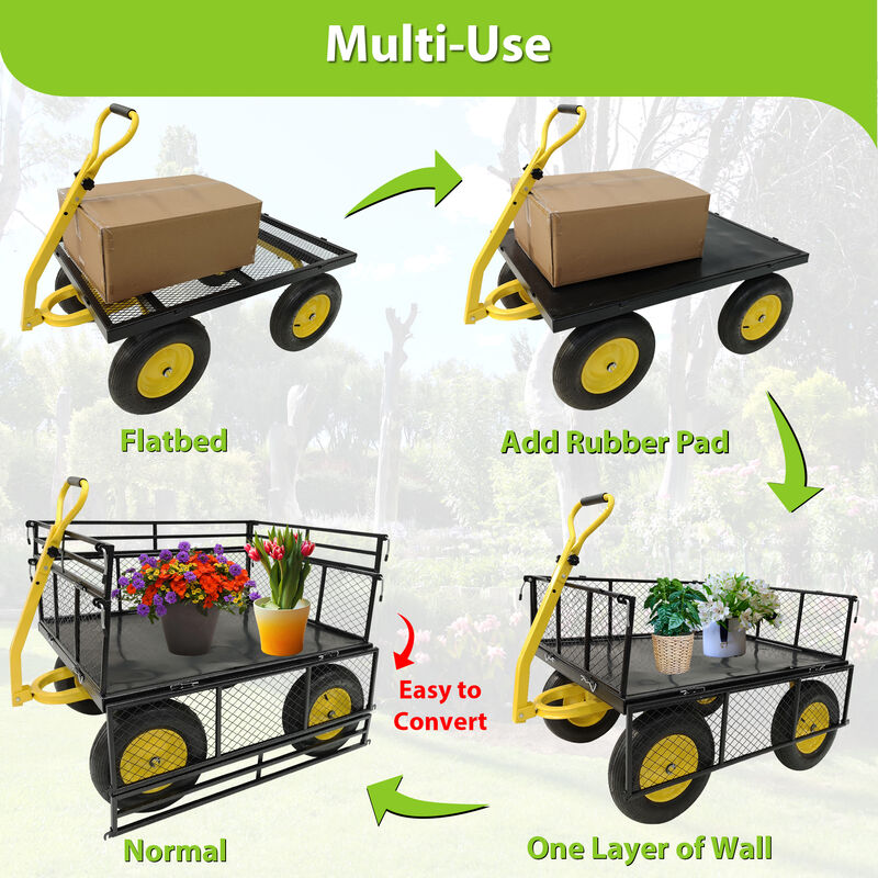 Streamdale Sturdy Garden Cart 1400 LBS Load Capacity, Steel Mesh Bed