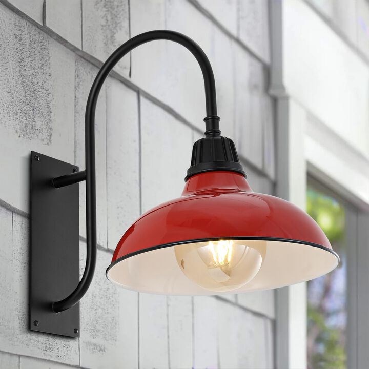 Stanley Farmhouse Industrial Indoor/Outdoor Iron LED Gooseneck Arm Outdoor Sconce