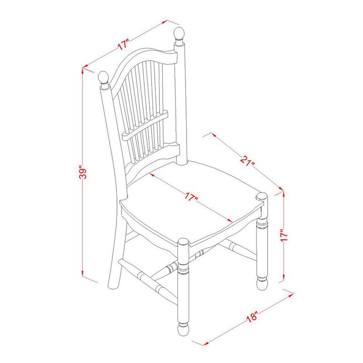 East West Furniture Dover  Dining  Room  Chairs  With  Wood  Seat  -  Finished  in  Linen  White,  Set  of  2
