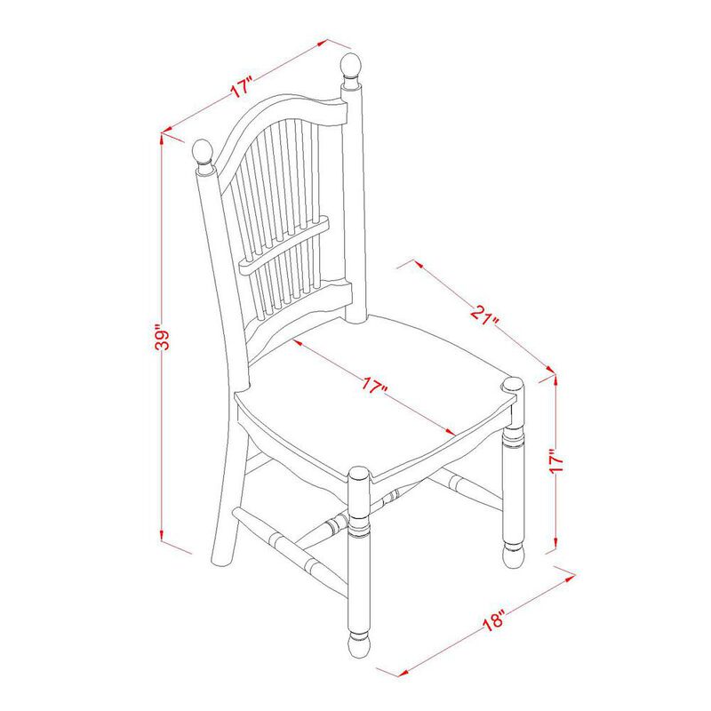 East West Furniture Dover  Dining  Room  Chairs  With  Wood  Seat  -  Finished  in  Linen  White,  Set  of  2