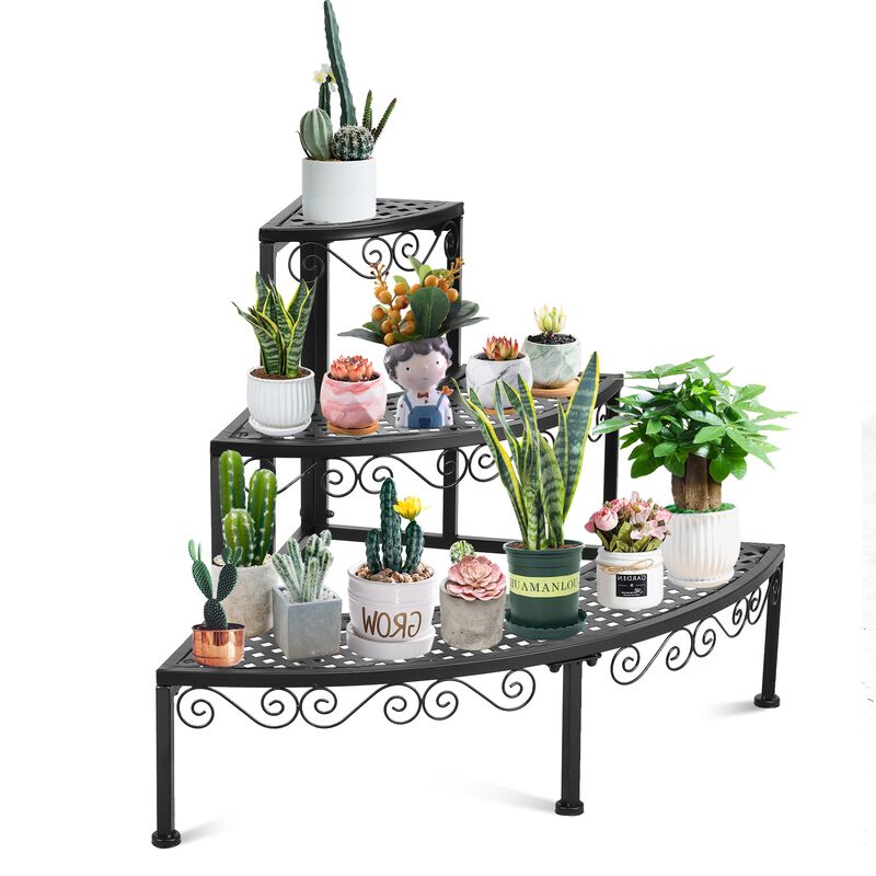 3-Tier Corner Metal Flower Ladder Plant Stand