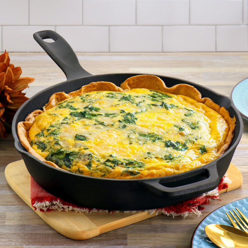 Oster Castaway 12 Inch Cast Iron Round Frying Pan with Dual Spouts
