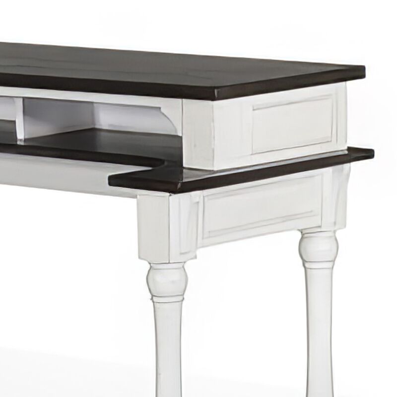 Orso Console Table, 76 Inch Rectangular Brown Top, White Mahogany - Benzara