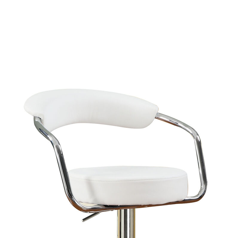 Set of 2 Faux Leather Bar Stools with Chrome Base, White