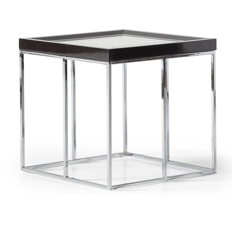 Michael Amini Carmela End Table - Glossy Charcoal Sand