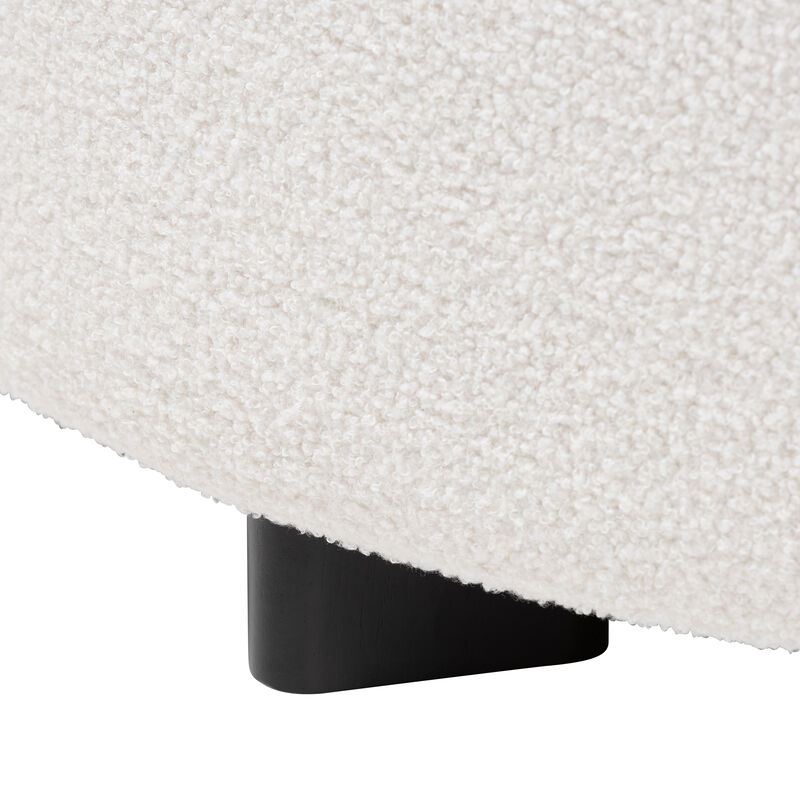 Baxton Studio Athena Modern and Ivory Boucle Upholstered and Black Finished Round Ottoman