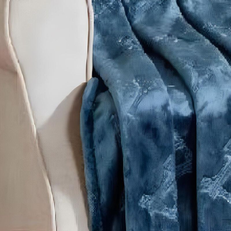 Eiffel Tower Premium Microplush Super Soft Embossed Pattern All Season 50" x 60" Throw Blanket, Oxford Blue
