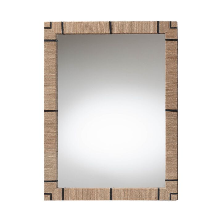 bali & pari Mirai Bohemian Woven Grasscloth Rectangle Accent Mirror