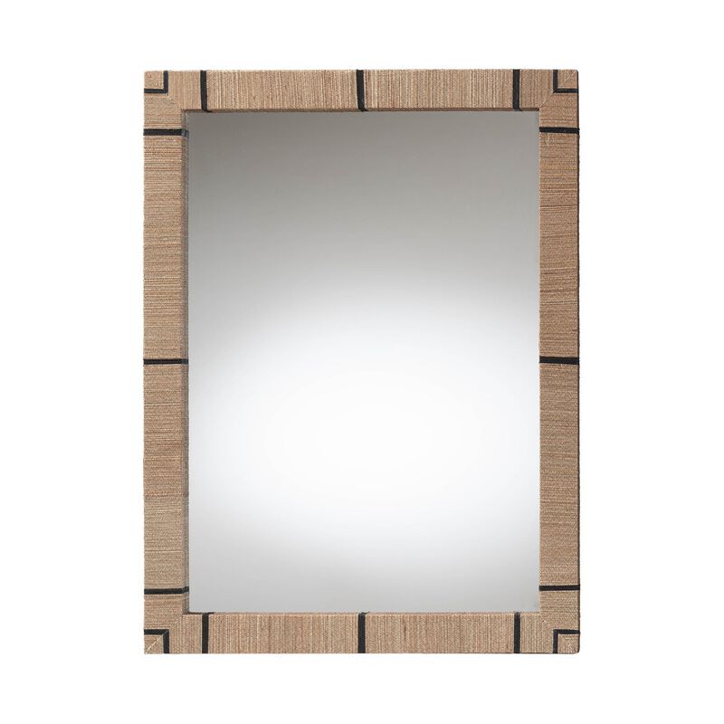 bali & pari Mirai Bohemian Woven Grasscloth Rectangle Accent Mirror