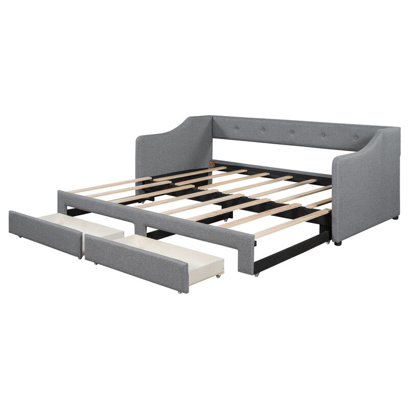 Merax Upholstered Daybed Bed with 2 Drawers