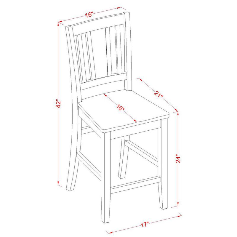 East West Furniture Buckland  Counter  Height  Chair    for  dining  room  with  Wood  Seat  in  Black  Finish,  Set  of  2