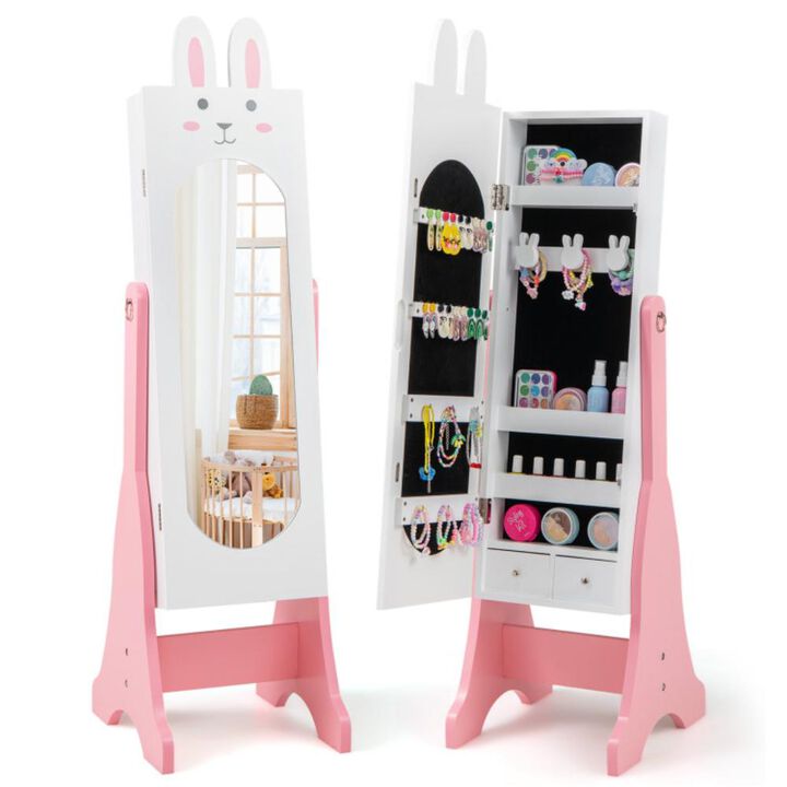 Hivvago Kids Jewelry Armoire Cabinet with 2 Tilt Angles and Large Capacity