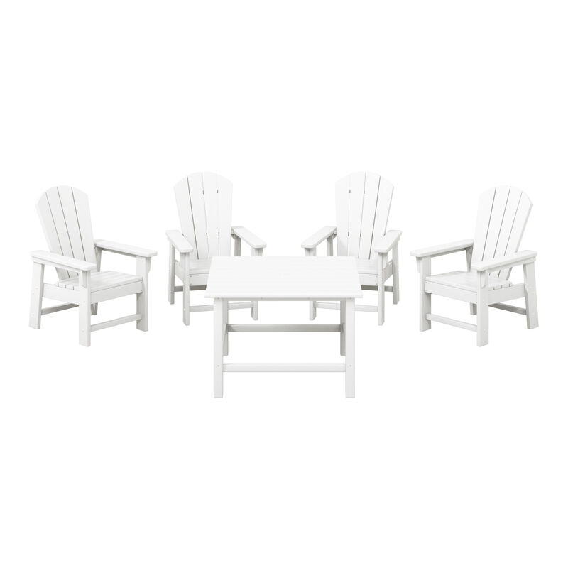 WestinTrends Kids 5-Piece HDPE Outdoor Square Patio Dining Table and Chairs Set