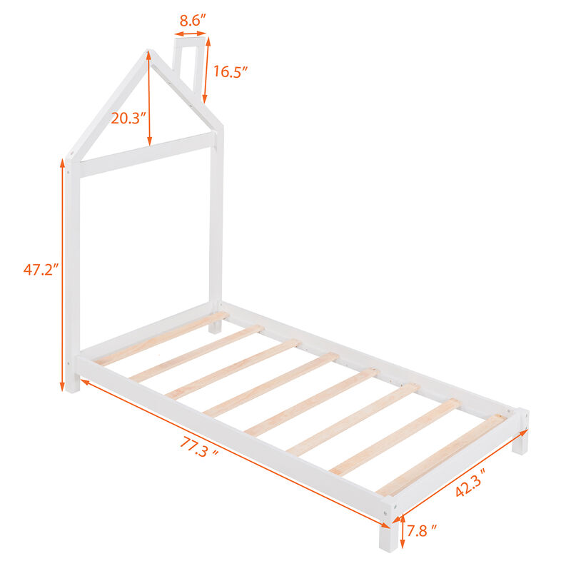 Merax Wood Platform Bed with House-shaped Headboard