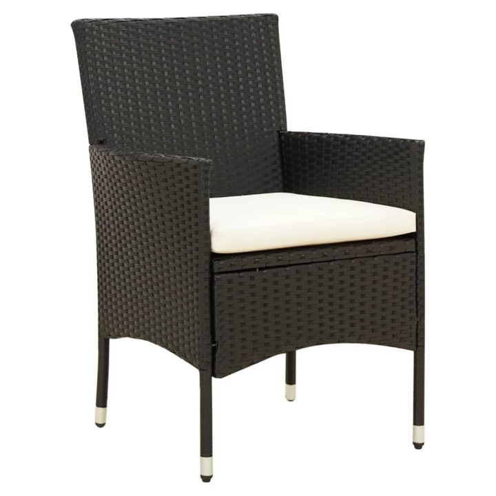 vidaXL Patio Chairs with Cushions 2 pcs Poly Rattan Black