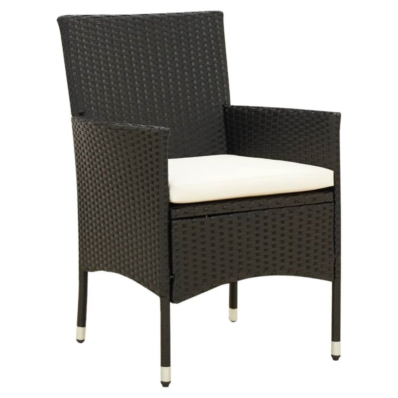 vidaXL Patio Chairs with Cushions 2 pcs Poly Rattan Black