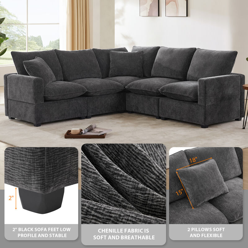 Merax Modern U Shape Modular Sofa with 2 Pillows