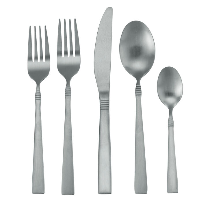 MegaChef Cravat 20 Piece Flatware Utensil Set, Stainless Steel Silverware Metal Service for 4 in Matte Silver