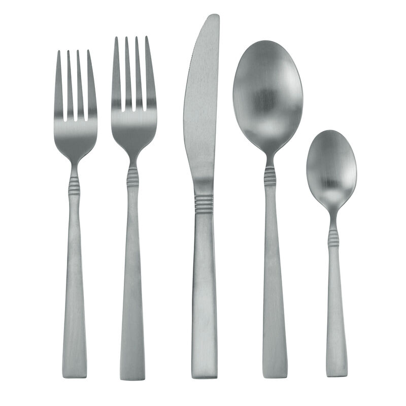 MegaChef Cravat 20 Piece Flatware Utensil Set, Stainless Steel Silverware Metal Service for 4 in Matte Silver