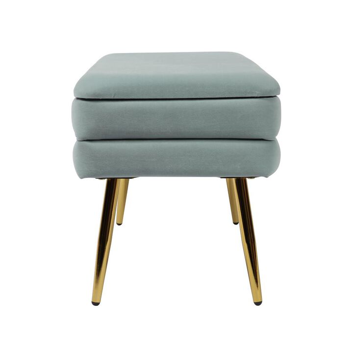 Belen Kox Sea Blue Velvet Storage Bench, Belen Kox