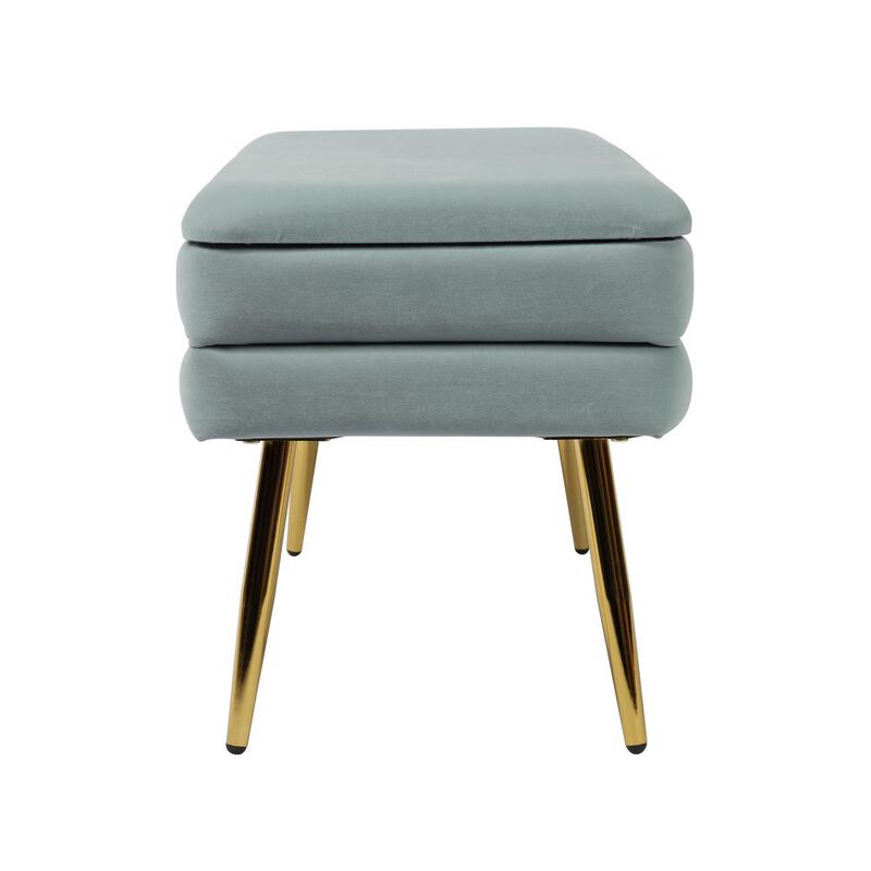 Belen Kox Sea Blue Velvet Storage Bench, Belen Kox