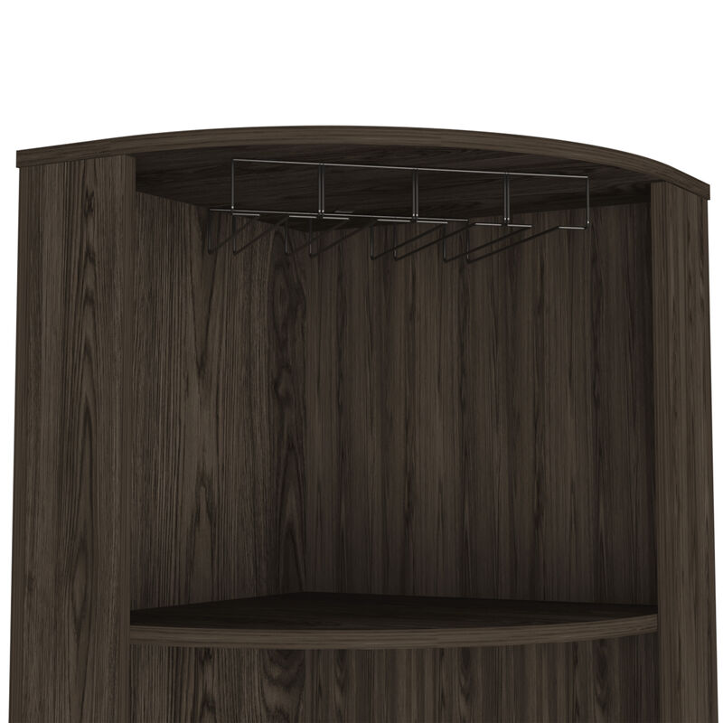 DEPOT E-SHOP Egina Corner Bar Cabinet, Two External Shelves, Dark Walnut