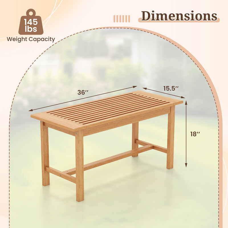 Patio Coffee Table  Rectangular Outside Side Table with Slatted Tabletop