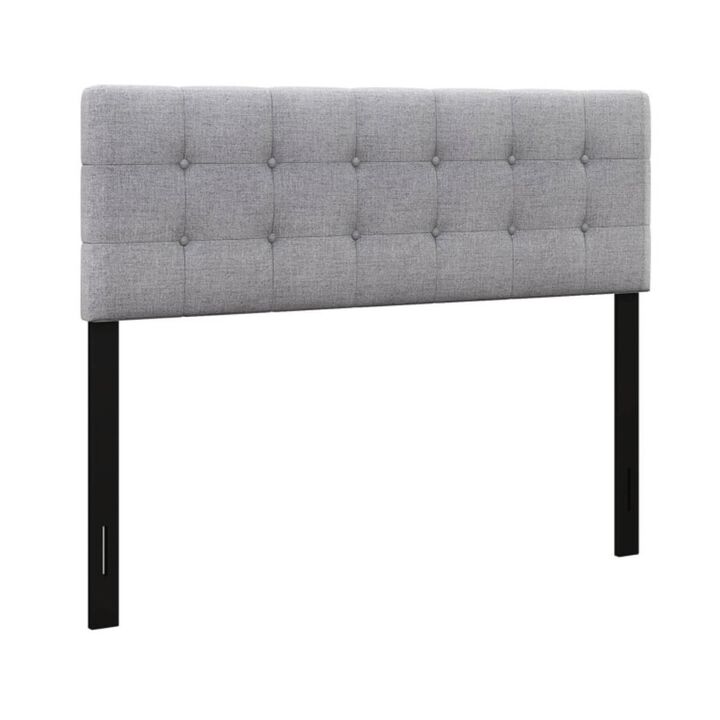 Hivvago Linen Upholstered Headboard with Solid Rubber Wood Legs-Gray
