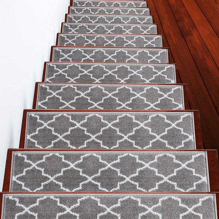 SUSSEXHOME Carpet Stair Treads Easy to Install with Double Adhesive Tape - Safe, 9" X 28" - Gray